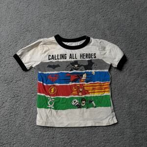 Justice League Shirt Boys 2T White Graphic Short Sleeve